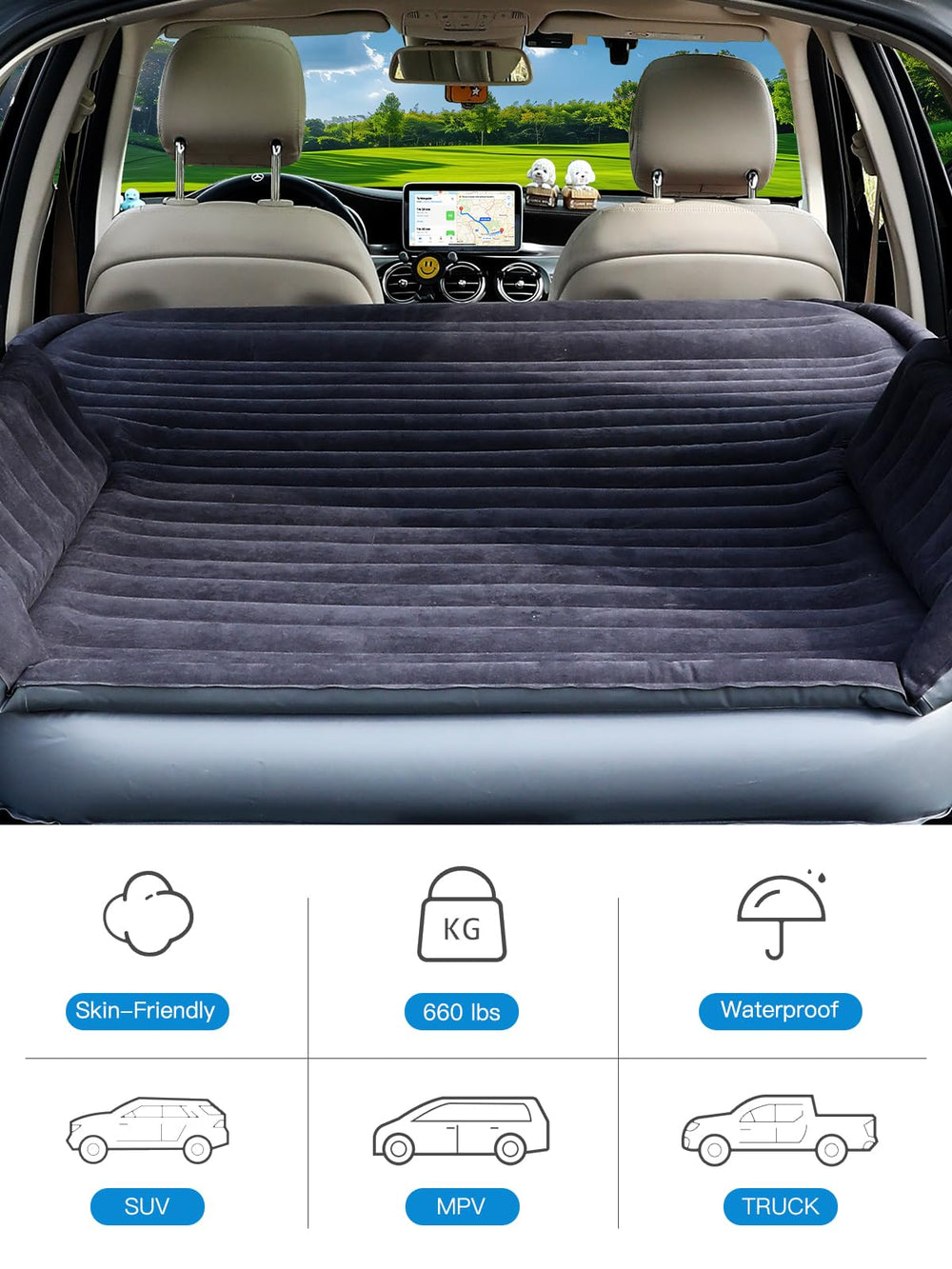 Canodoky SUV air mattress supports up to 660 lb for stable camping use.