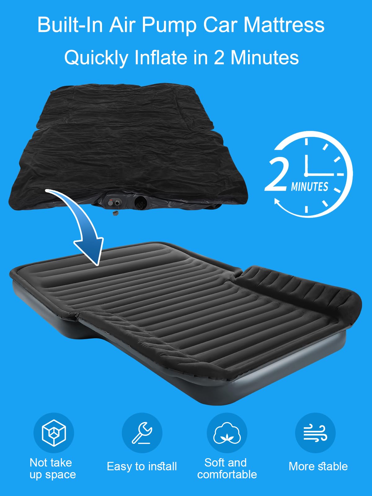Canodoky SUV air mattress 9in head pillow adds extra head support.