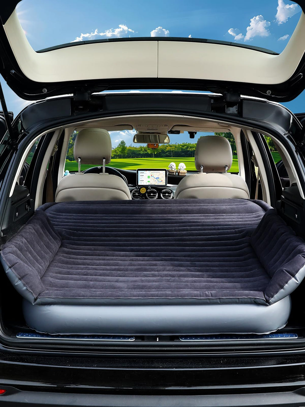 Canodoky SUV air mattress built-in pump inflates quickly for on-the-go comfort.