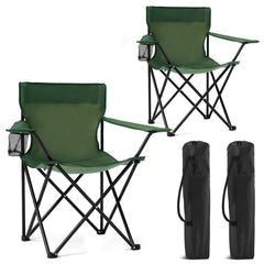 Canpsky 2-pack folding green camping chairs with cup holder for travel and picnics