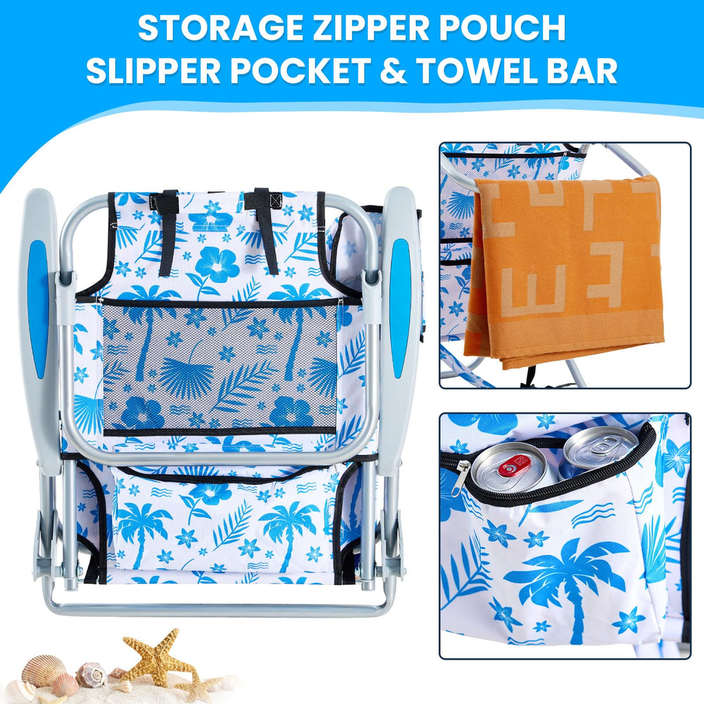 Canpsky chair side pocket and rear cooler pouch for storage.