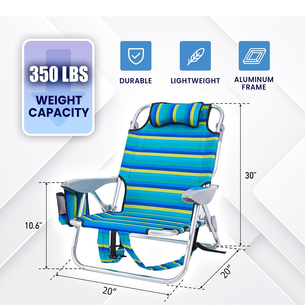 Canpsky beach chair tilt-back demonstrates 5-position adjustability for comfort.