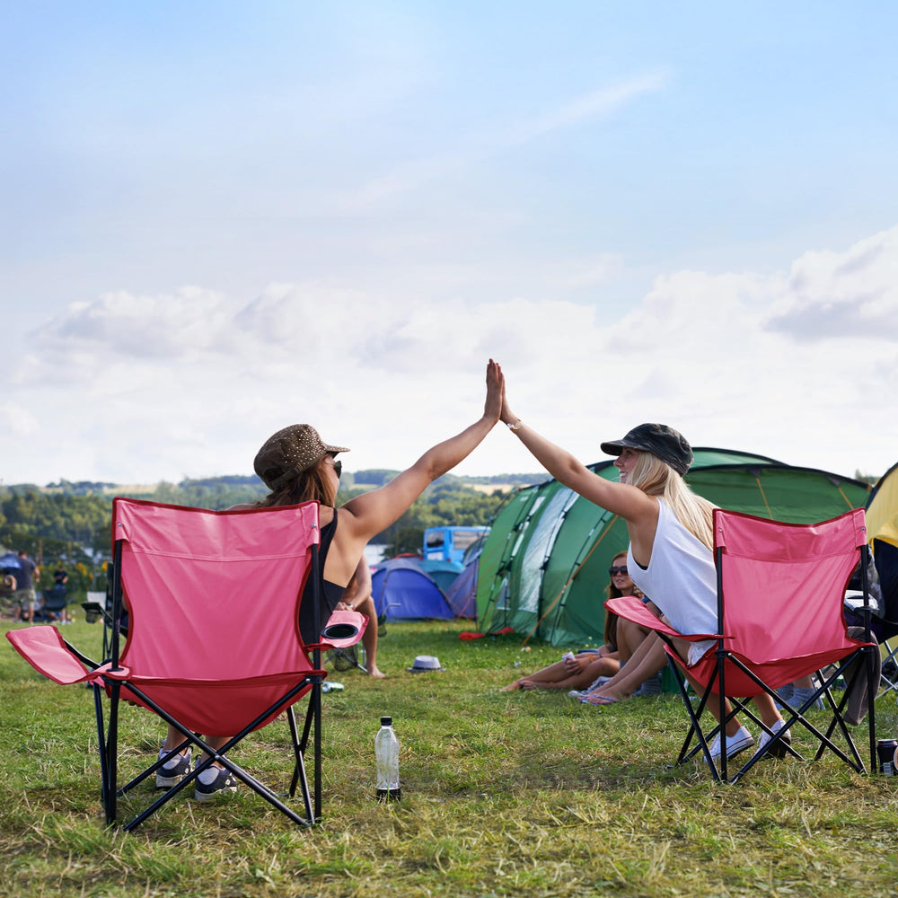 Canpsky camping chair pink folded for compact carry