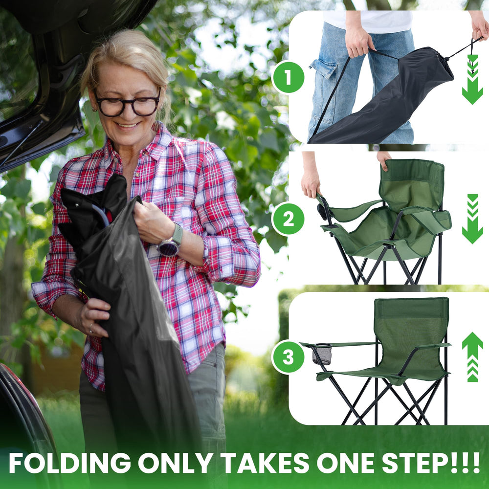 Canpsky ergonomic backrest folding chair on a trail in green