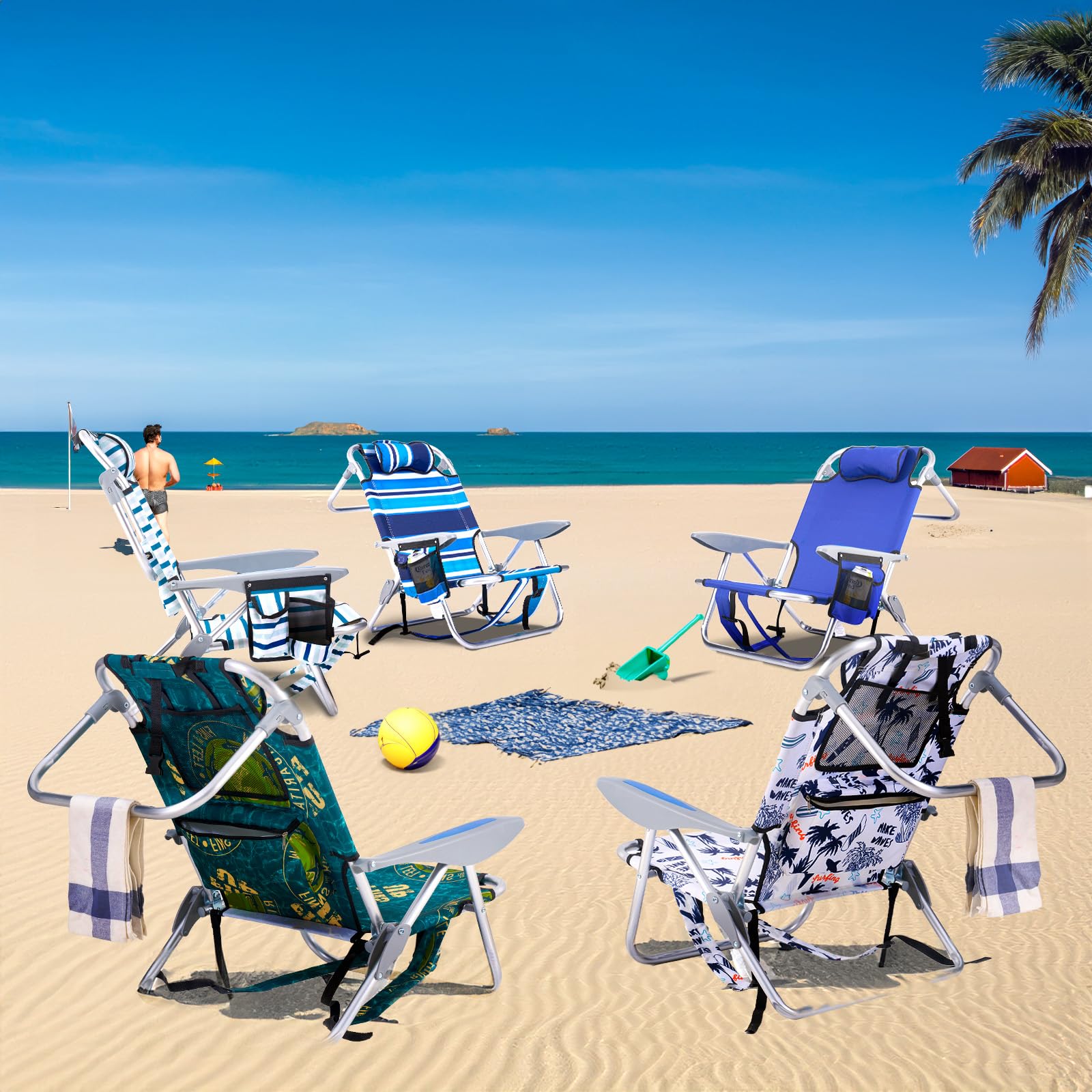 Canpsky portable beach chair in lay-flat mode for sunbathing