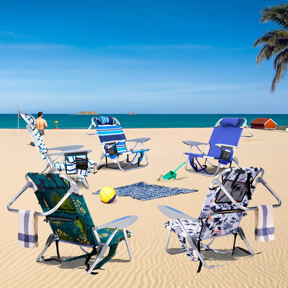 Canpsky portable beach chair in lay-flat mode for sunbathing