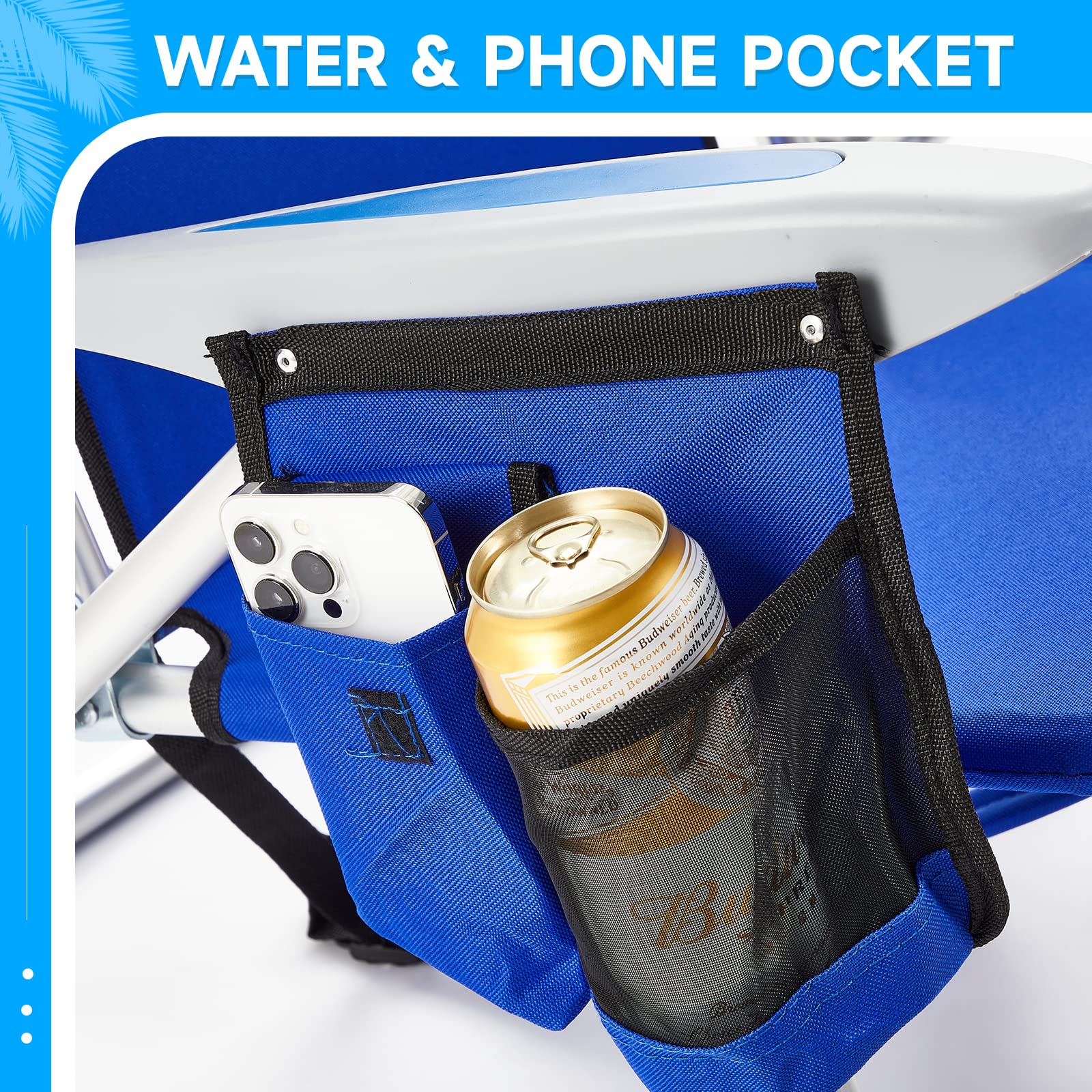 Canpsky chair pocket and storage pouch in blue for essentials