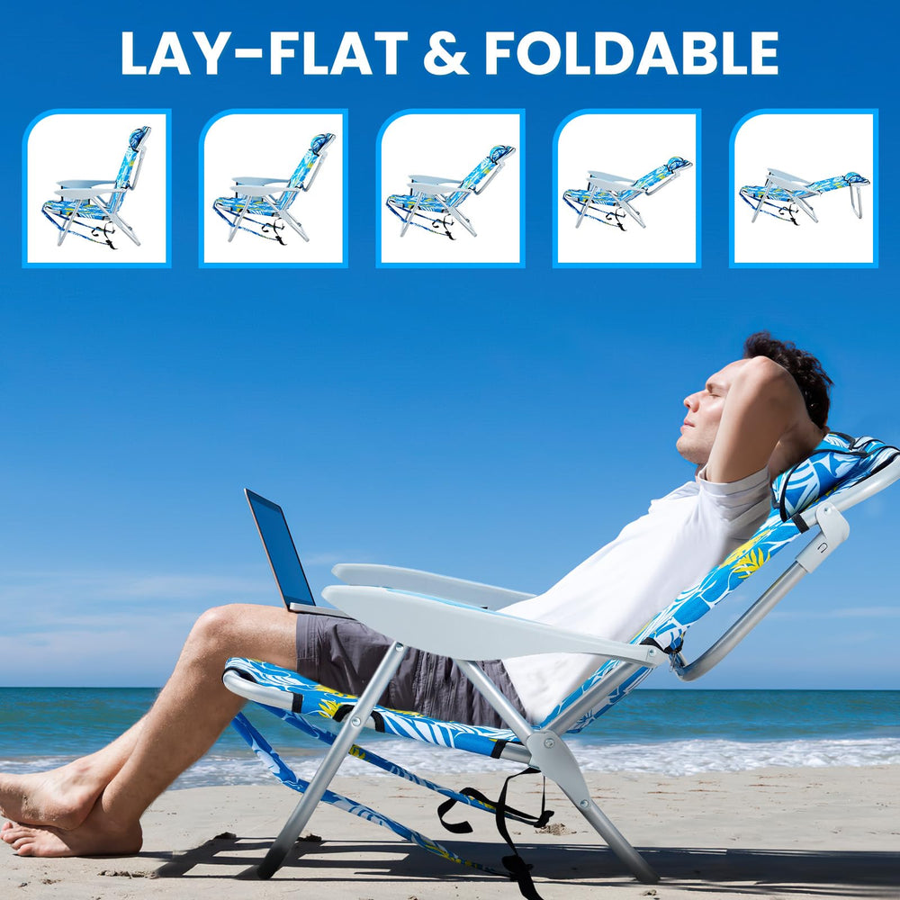 Canpsky portable beach chair side pocket view highlights convenient storage options