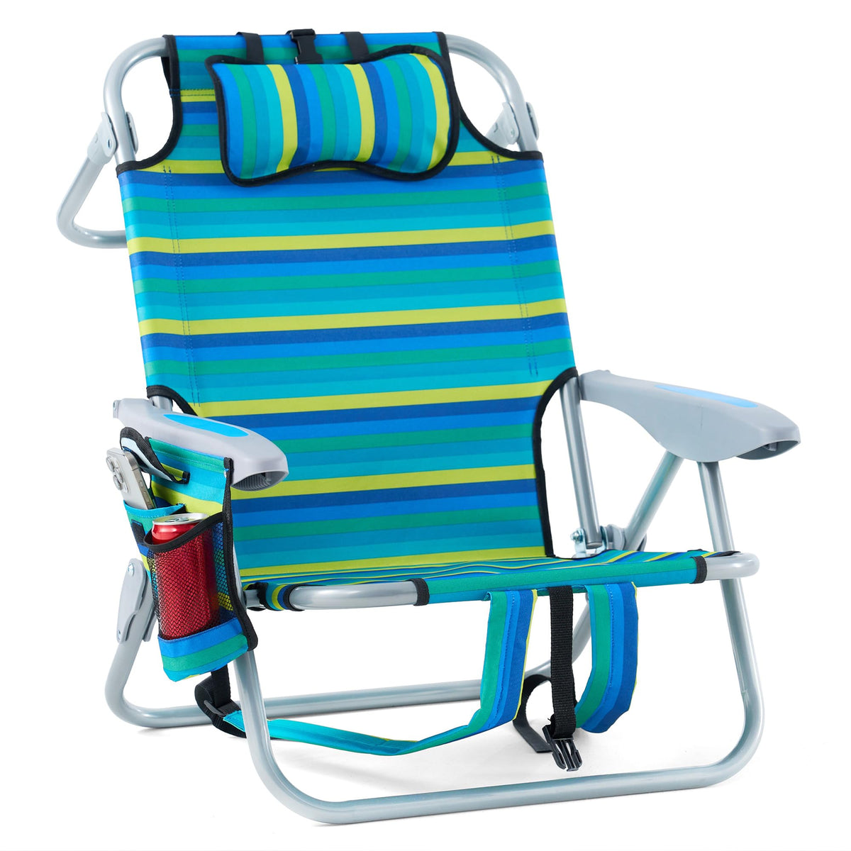 Canpsky portable recliner folded for easy transport and storage.