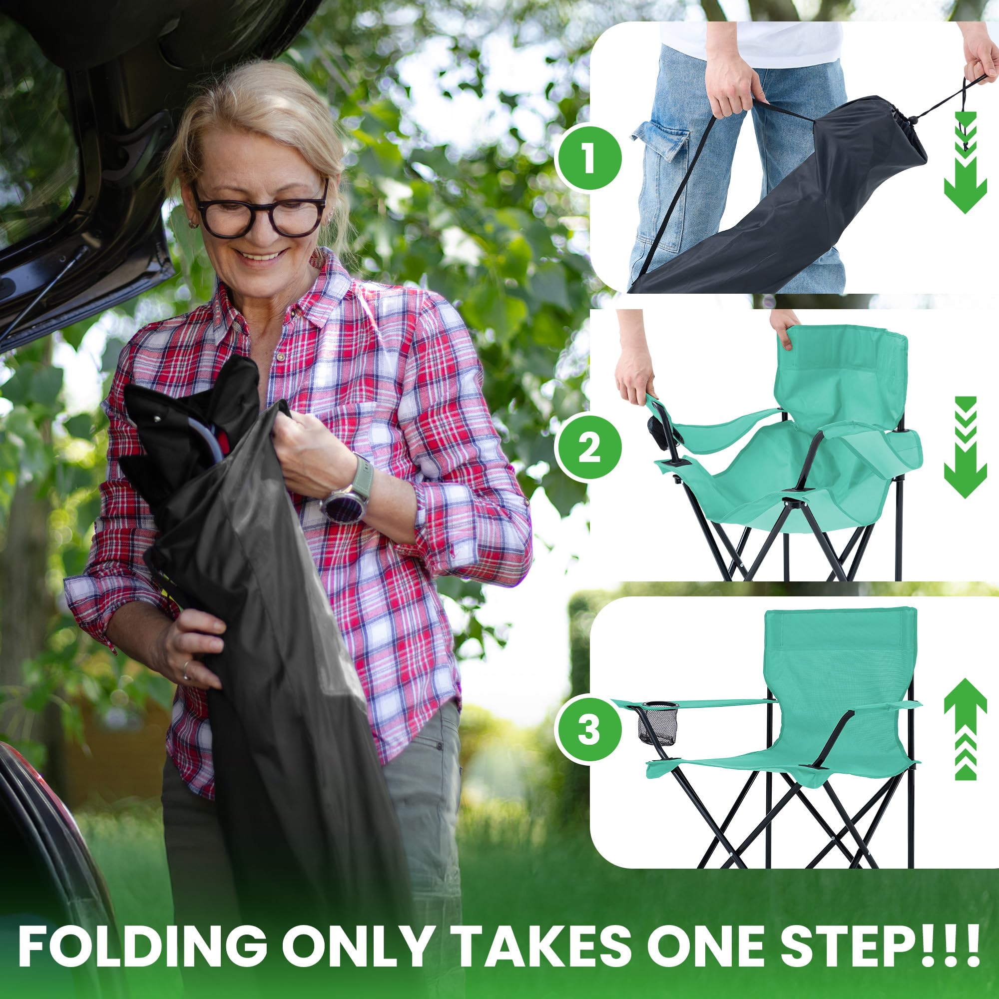 Canpsky sturdy steel frame blue chair provides stable seating on uneven ground.