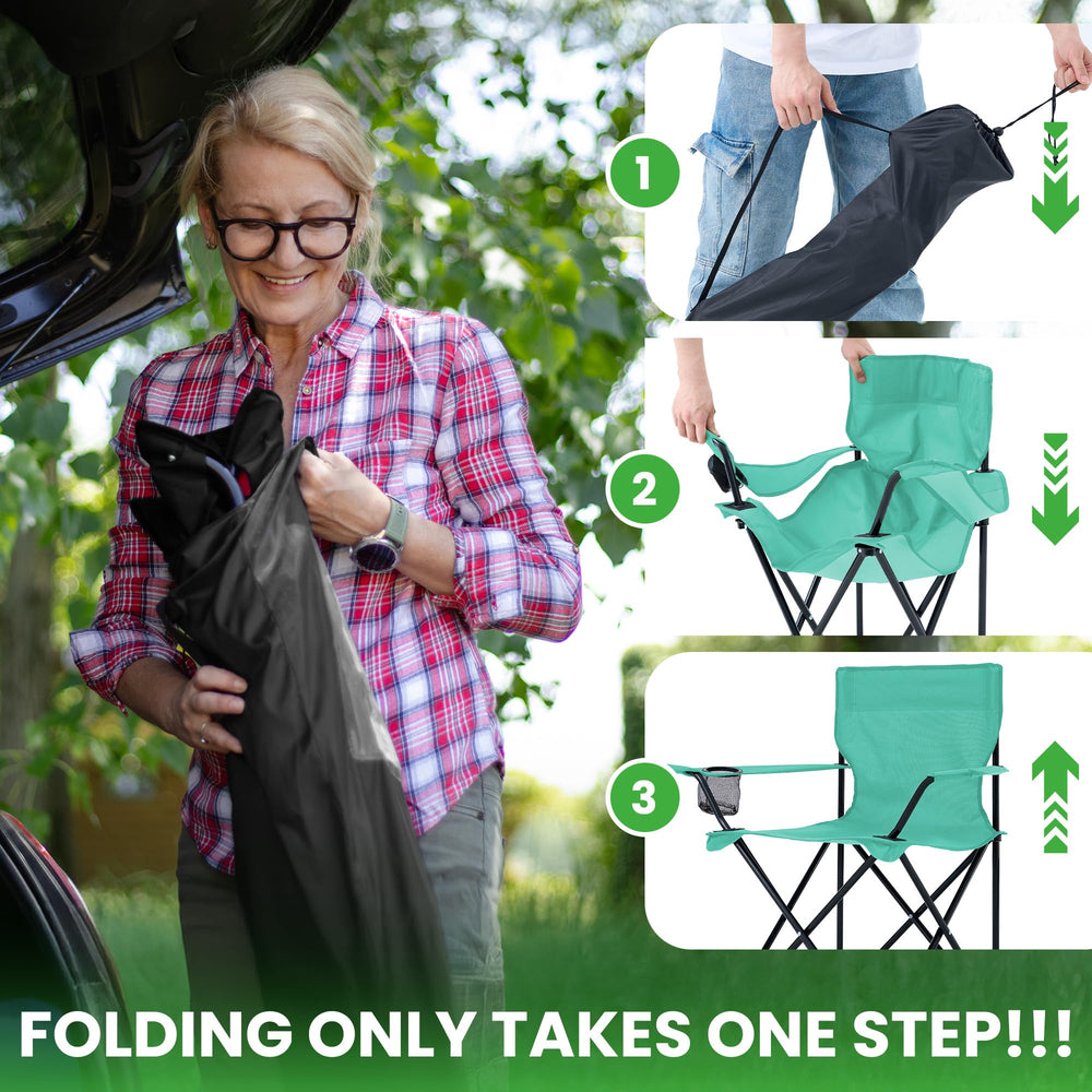 Canpsky sturdy steel frame blue chair provides stable seating on uneven ground.