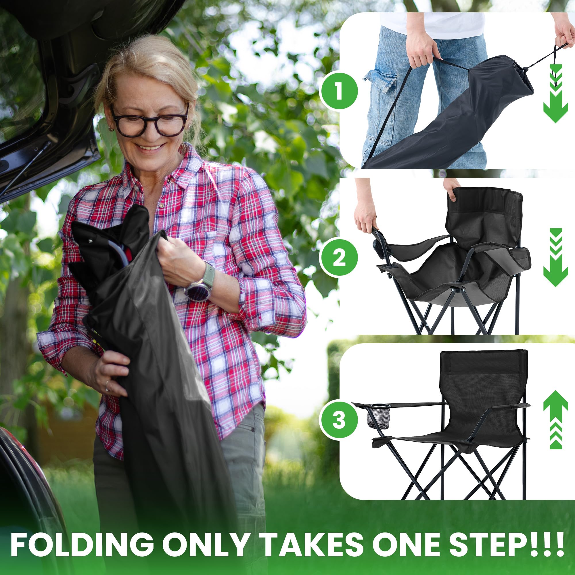 Canpsky two-pack folding chair backrest ergonomic design for comfortable seating.