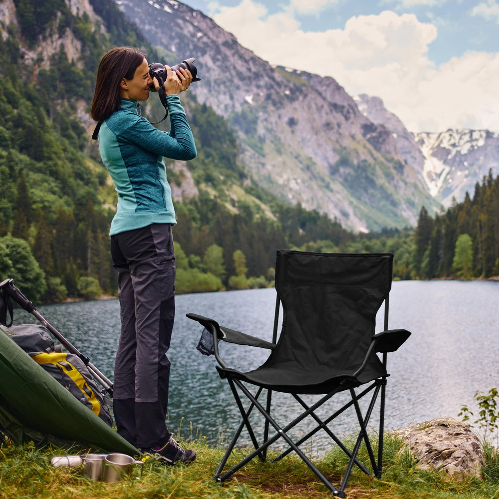 Canpsky two-pack folding chair folded state with carry bag for easy travel.