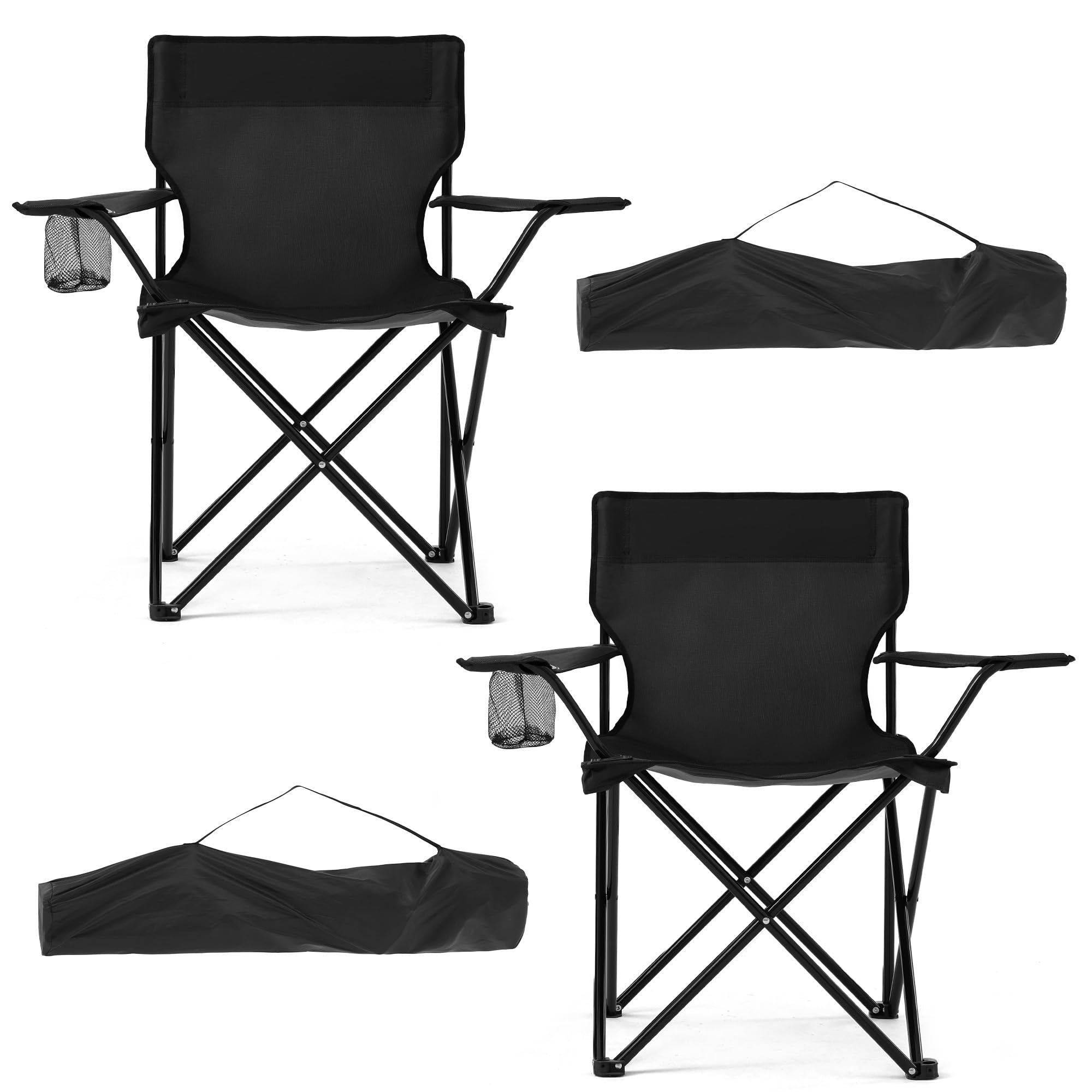 Canpsky two-pack folding chair front view showing sturdy X-frame for stable outdoor seating.