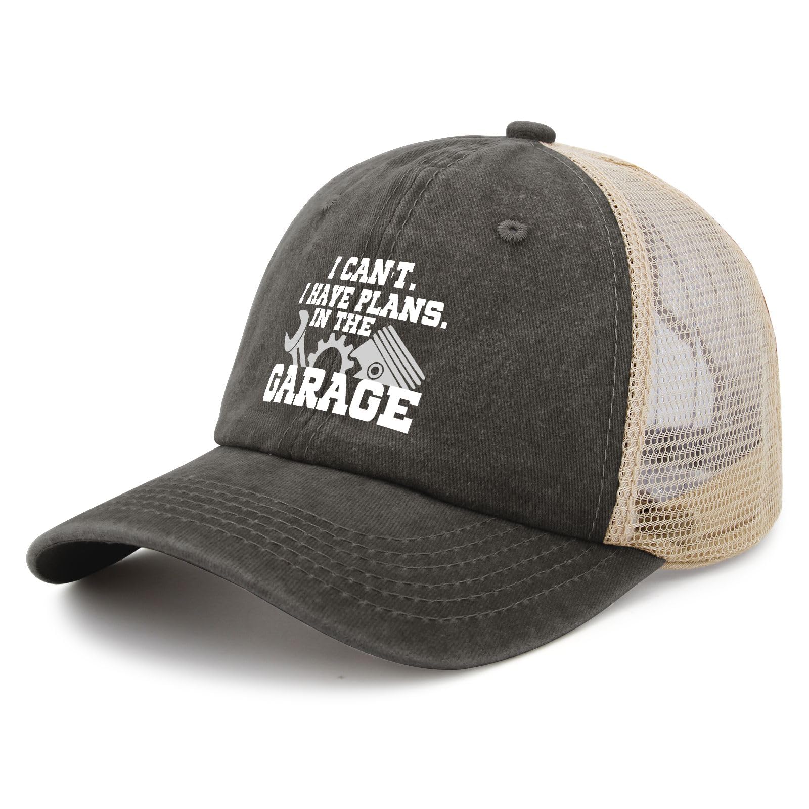 Side view of adjustable metal buckle closure on trucker cap
