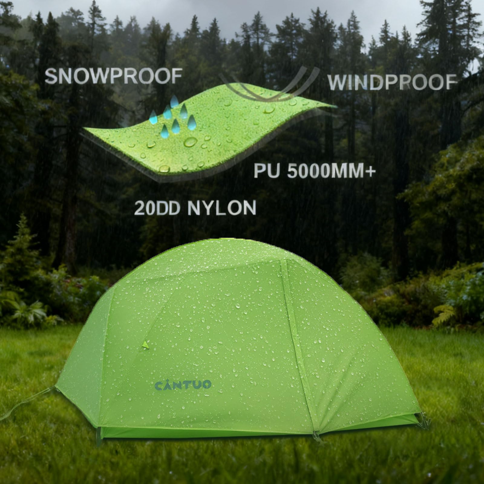 Cantuo 2P all-weather tent ideal for hiking, cycling, and mountaineering