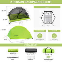 Cantuo 2P inner tent with B3 mesh enhances breathability and insect protection