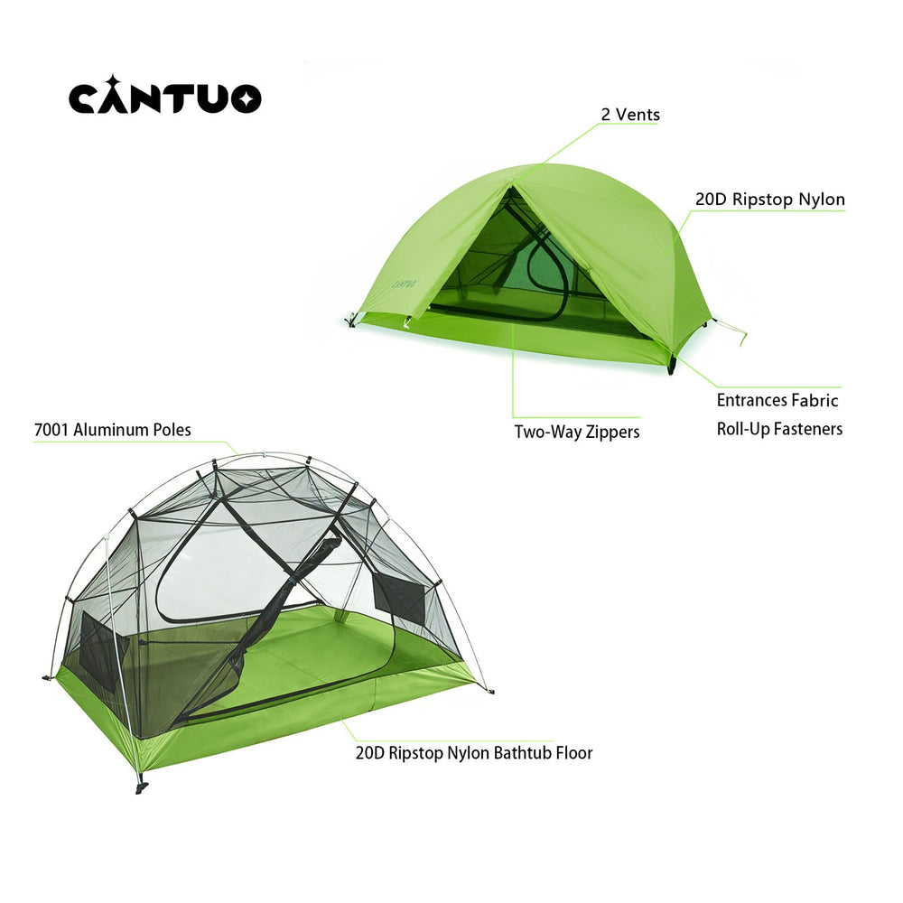 Cantuo tent setup shows independent Y-frame for quick, reliable assembly