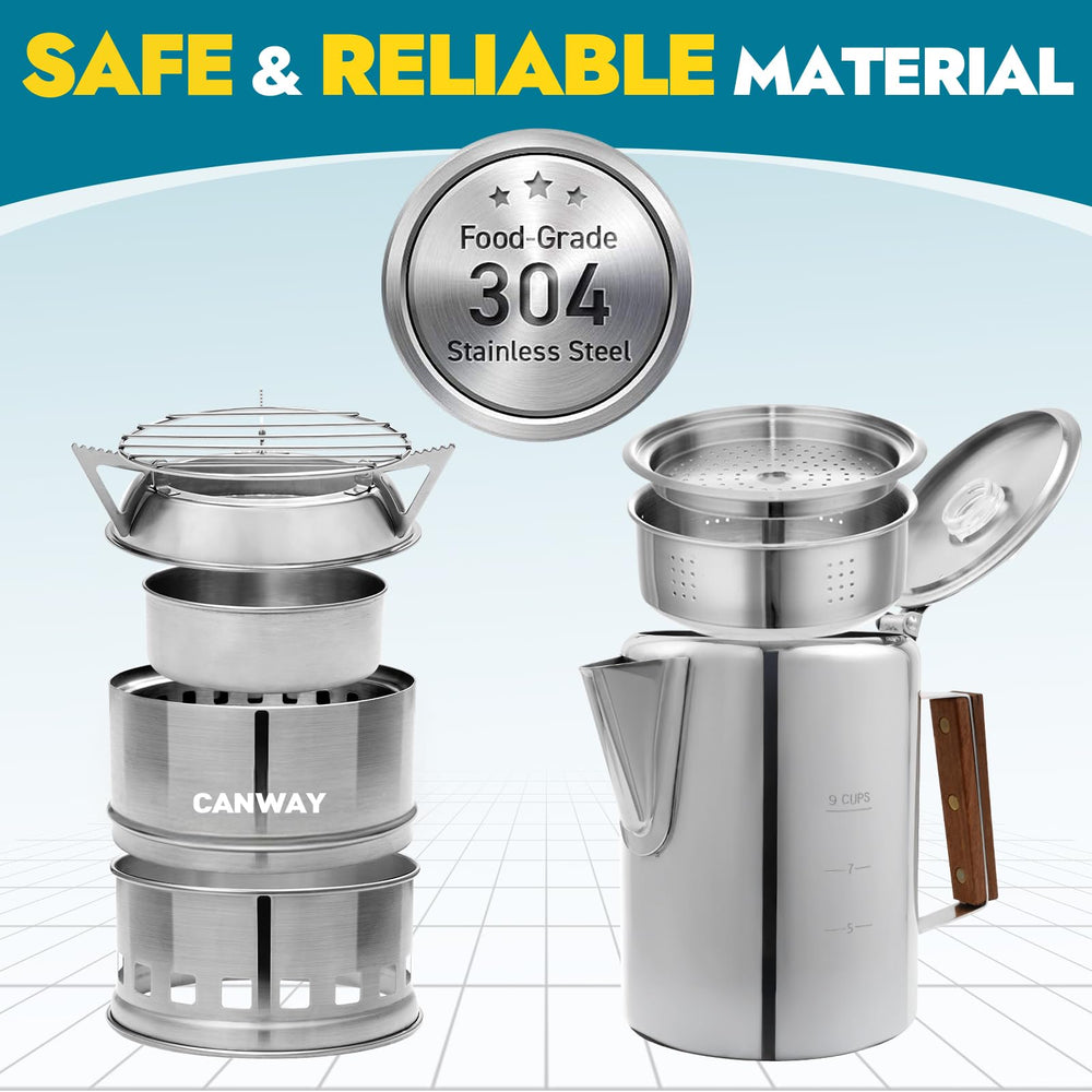 CANWAY camping stove compact-size image demonstrates easy packing for backpacking trips