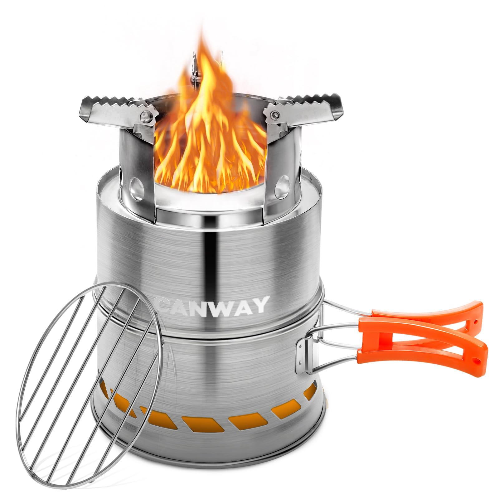 CANWAY camping stove folded compact for space-saving backpacking storage.
