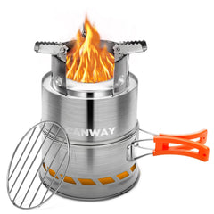 CANWAY camping stove folded compact for space-saving backpacking storage.