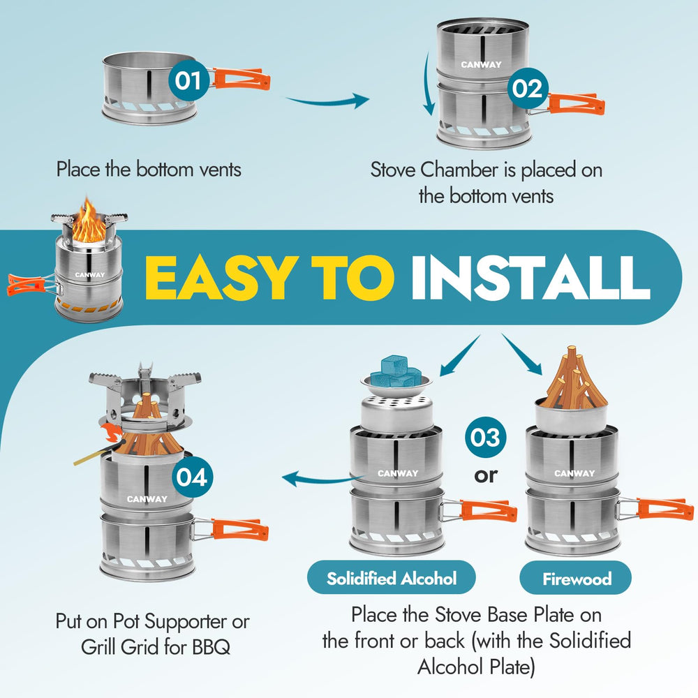 CANWAY camping stove-stainless-steel-durability withstands rugged outdoor use.