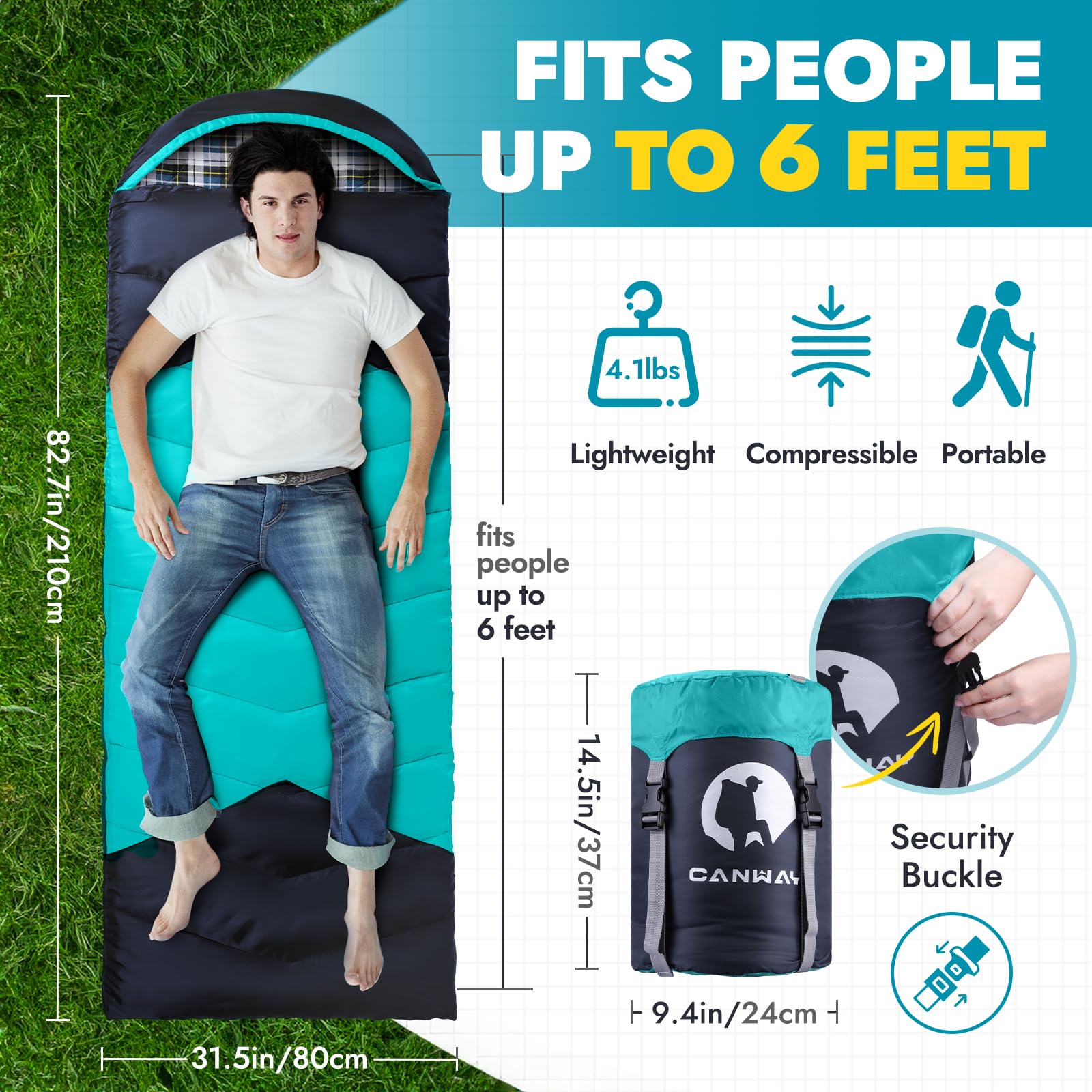 CANWAY compression sack with waterproof cover reduces bulk for travel.