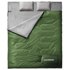 CANWAY double sleeping bag with compression bag for easy packing and travel-ready setup.