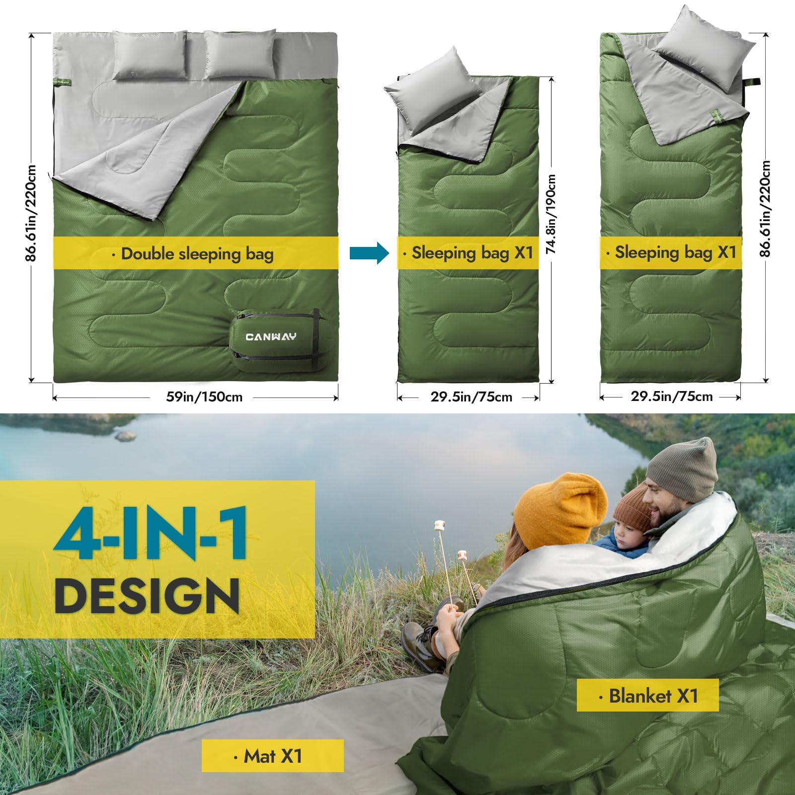 CANWAY included pillows add comfort for a restful night under stars.