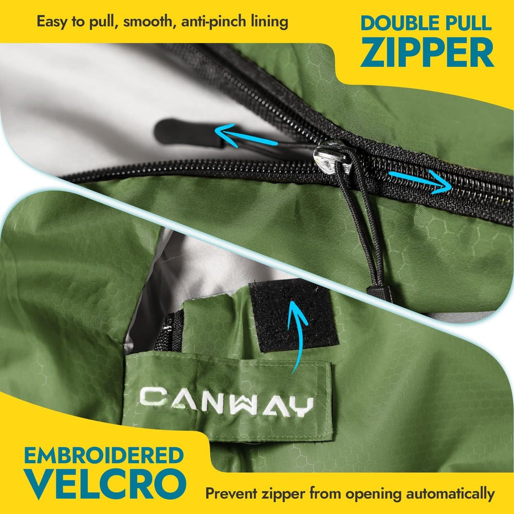 CANWAY waterproof-durable shell shields against damp on outdoor trips.