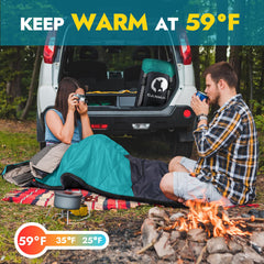 Canway Flannel Sleeping Bag XL size fits taller adults during camping.
