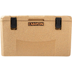 CANYON COOLERS Outfitter 55qt V2 Sandstone, molded-in aluminum hinge for lasting durability.