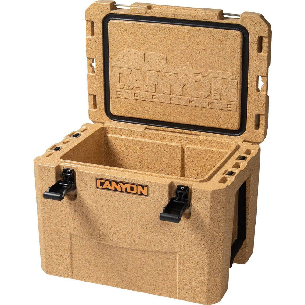Canyon Outfitter V2 35qt sandstone soft touch latches for easy access