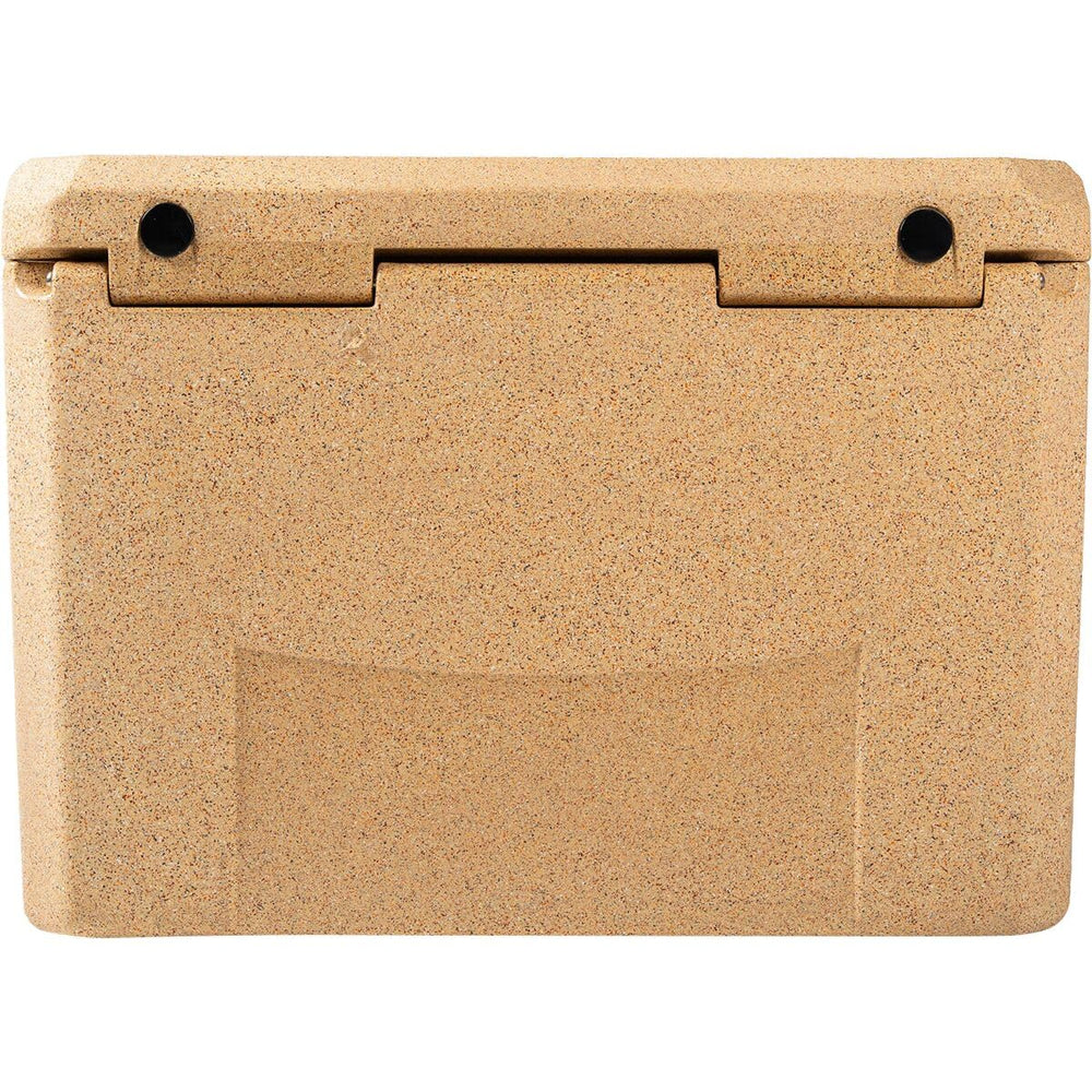 Canyon Outfitter V2 35qt sandstone lid closeup showing sturdy build