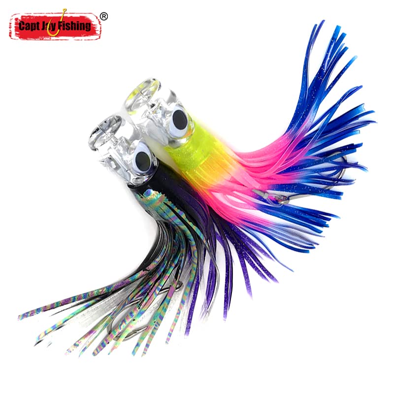 Capt Jay Fishing lure closeup metal-flake high-visibility finish.
