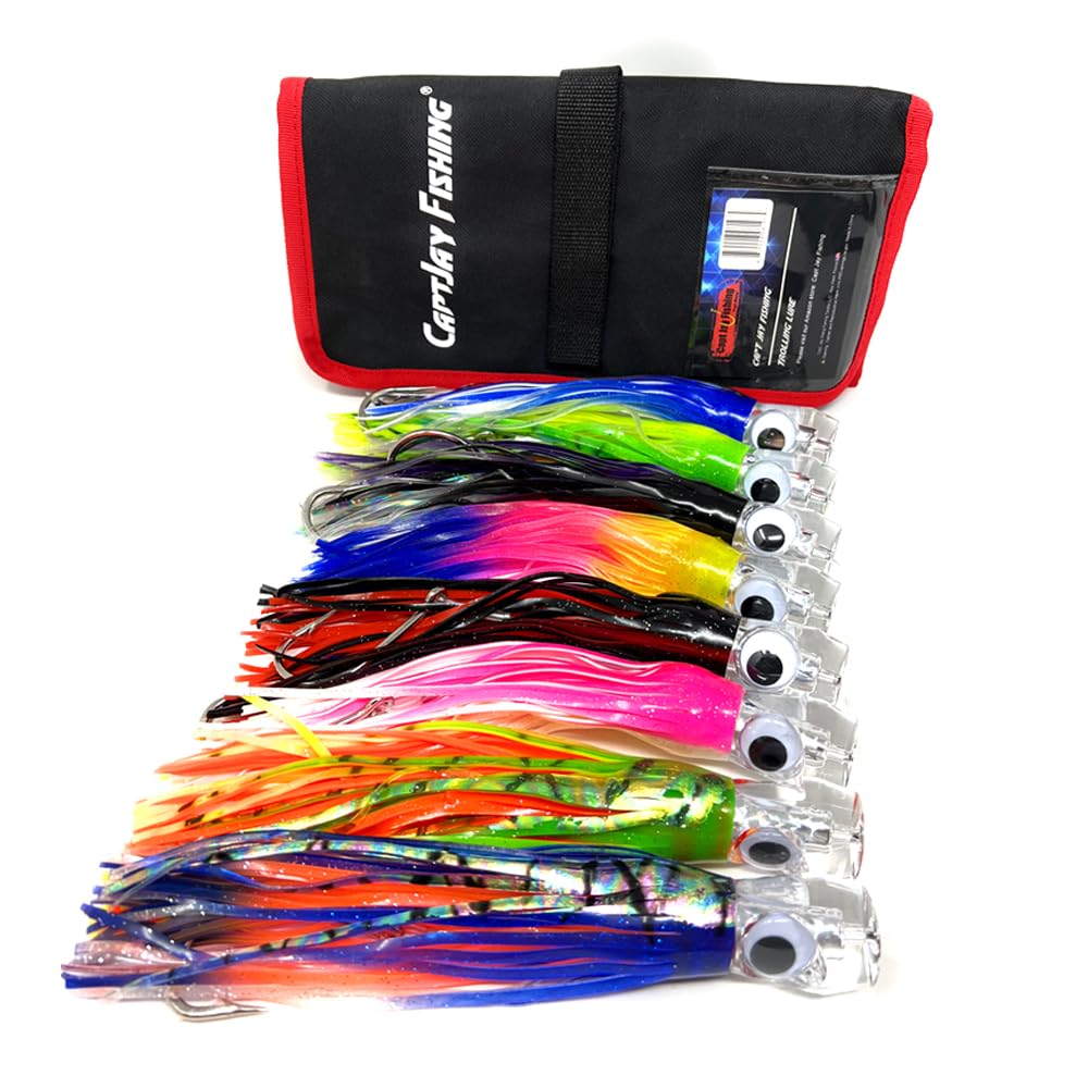 Capt Jay Fishing trolling lure 9inch 8pcs pack – ready for offshore big game.
