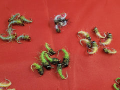 Capt. Ken's Caddis Nymph 40 fly selection on display