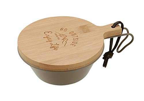 Captain Stag Monte UP-2649 Shera Cup Lid bamboo material showing compact Sierra Cup compatibility.
