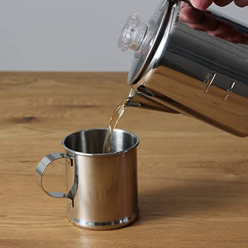 Captain Stag percolator over-fire use demonstrates quick, hot coffee brewing.