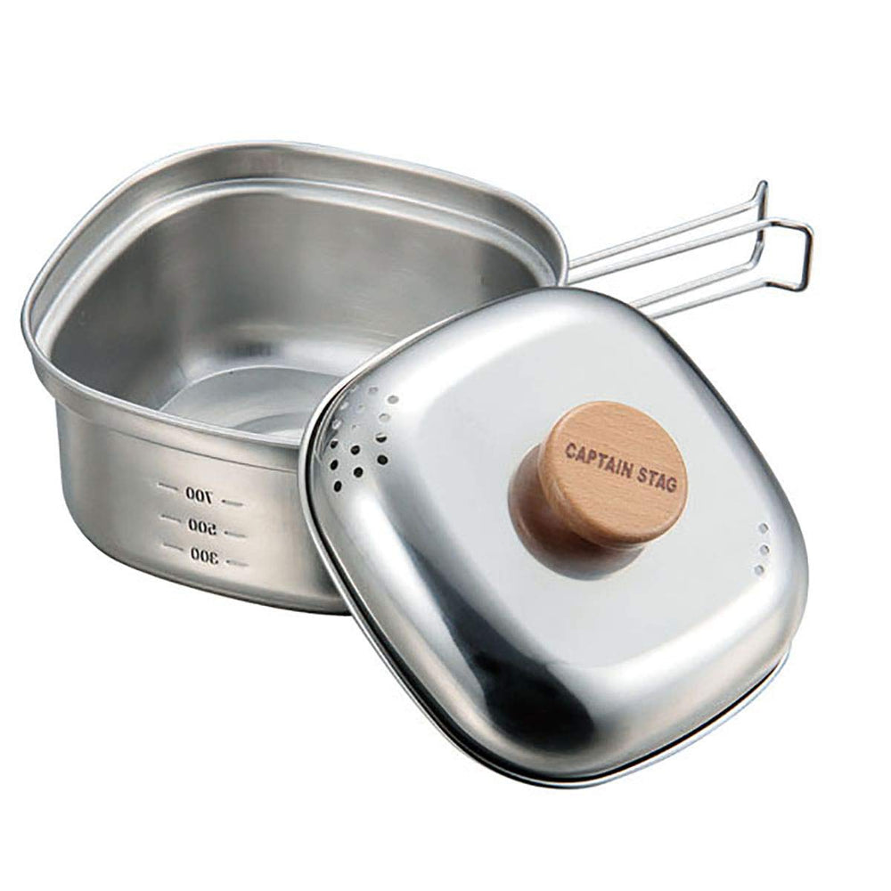 Captain Stag UH-4202 square ramen cooker top view shows compact camping design.