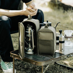 Captain Stag UK-513 CS Oil Lantern side profile demonstrates compact design for travel.