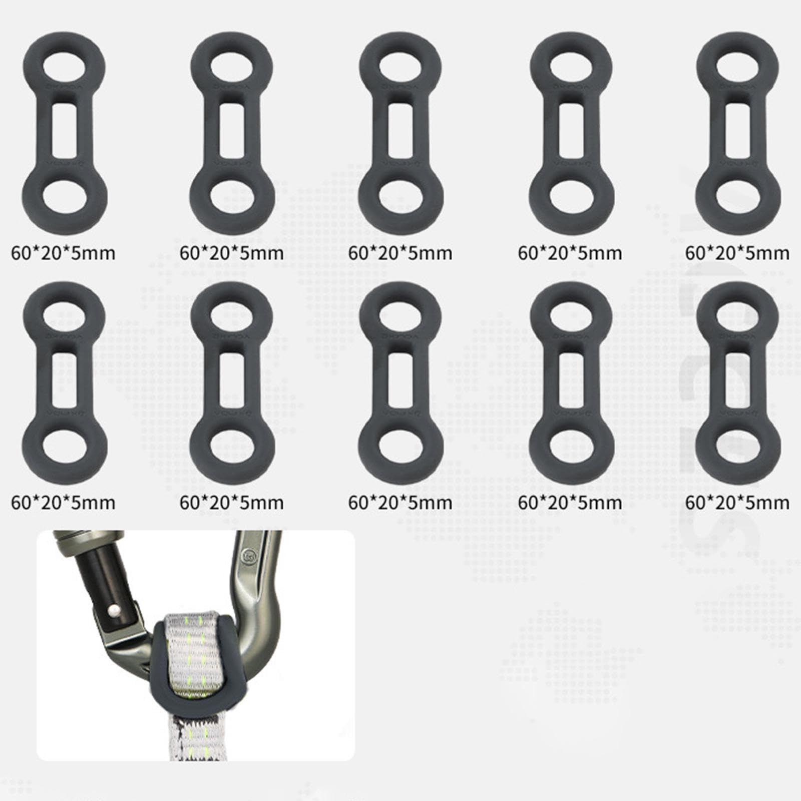 CAQYPVH belay rope setup with durable silicone rings for reliability.