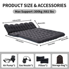 Car air mattress with 12V pump and pillows for quick setup