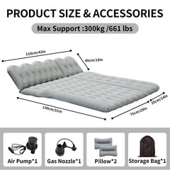 SUV-Grey car air mattress laid flat in back seat for a comfortable night's sleep