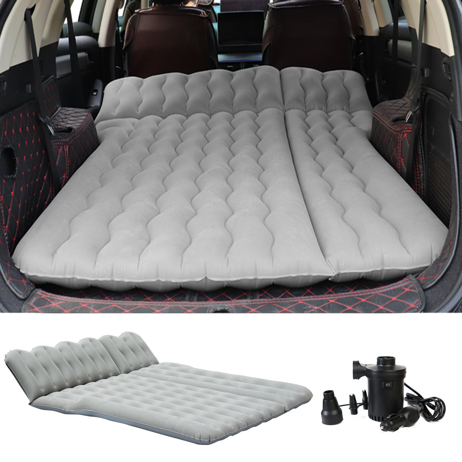 SUV-Grey car air mattress ready for quick inflation and on-the-go comfort