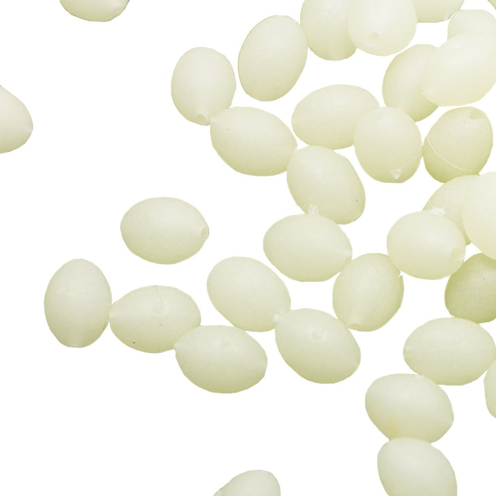 Caralin neon-white glow beads glow in low light for nighttime use.