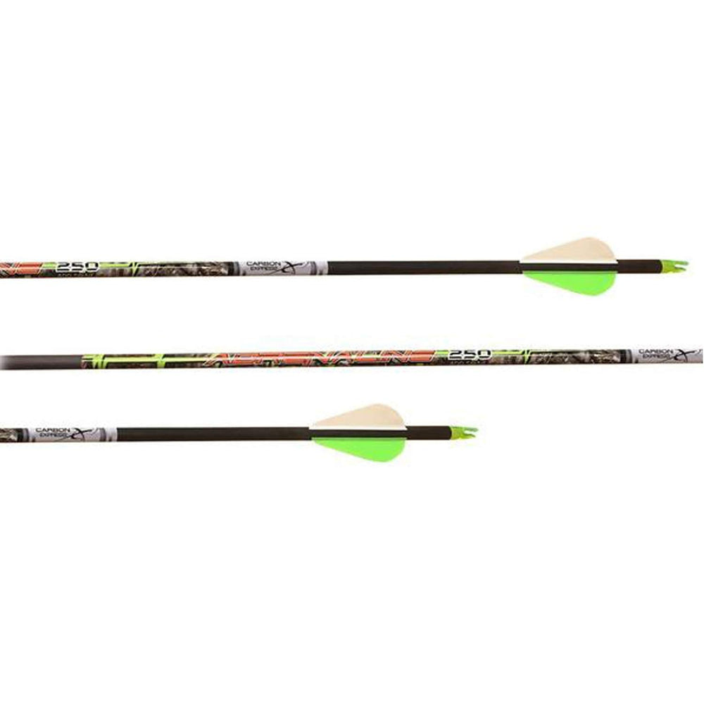 Carbon Express Adrenaline arrows 250-6 pack side view highlighting high strength carbon and consistency