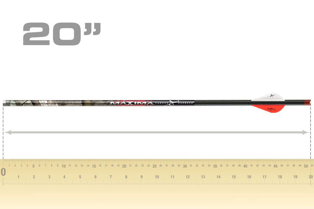 Technical specs graphic for Maxima Hunter shows length, weight and diameter