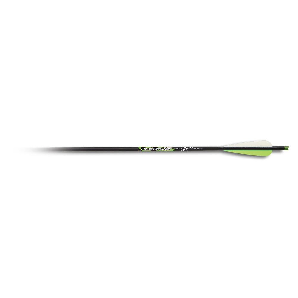 Carbon Express PileDriver 22-inch crossbolt with 4-inch vanes for high-penetration hunting and consistent shots.