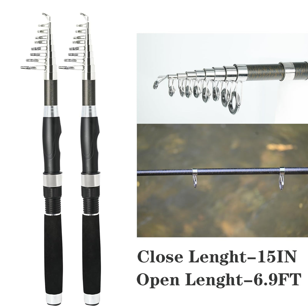 Carbon fiber fishing rods 6.89ft with telescopic design